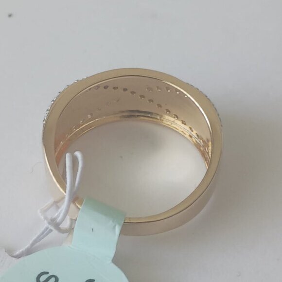 Blue Sage CZ Crossover Ring 14K Gold Plated Sterling Silver Sz.7 - Picture 11 of 14